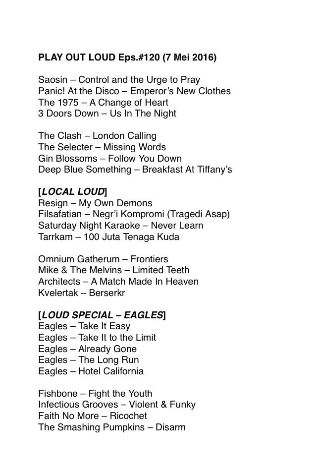 pelorrian's tweet image. Playlist Eps.120 #PlayOutLoud on @975PLAYFM jam9-11 malam ini. Stream Link is.gd/975playfm