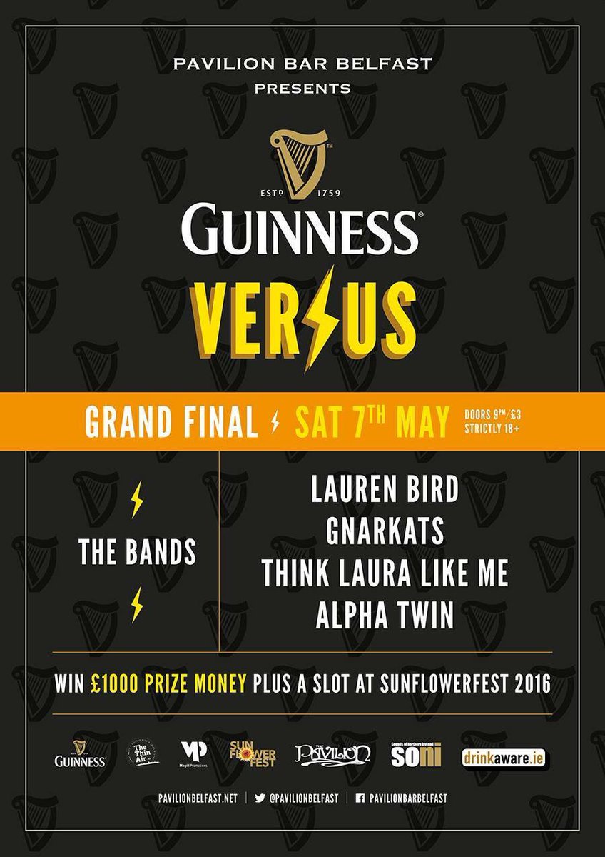 SONILive1's tweet photo. The FINAL of #GuinnessVersus at @pavilionbelfast TONIGHT! £1000 &amp; @sunflower_fest slot for the winners...exciting! https://t.co/FFRtJOEn7y