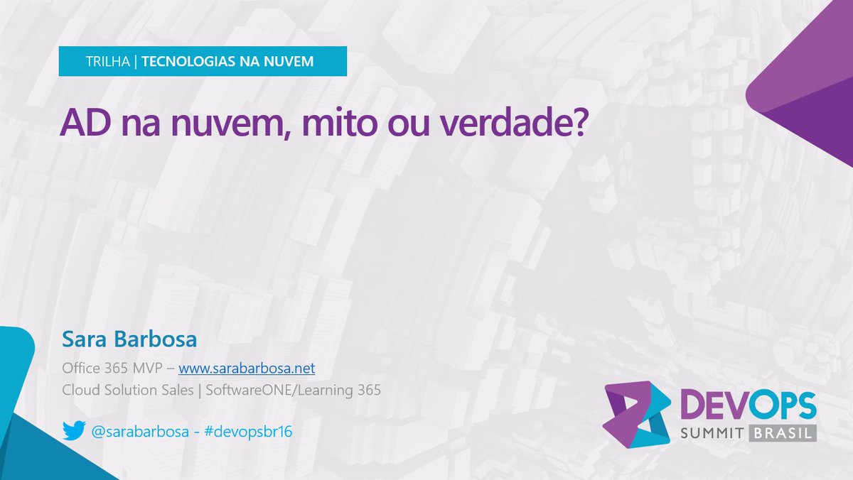 Sarabarbosa's tweet photo. AD na nuvem, mito ou verdade? Vamos desvendar o mito com ajuda do Jaime e Adam. #devopsbr16 https://t.co/CIrZ3ksgHS