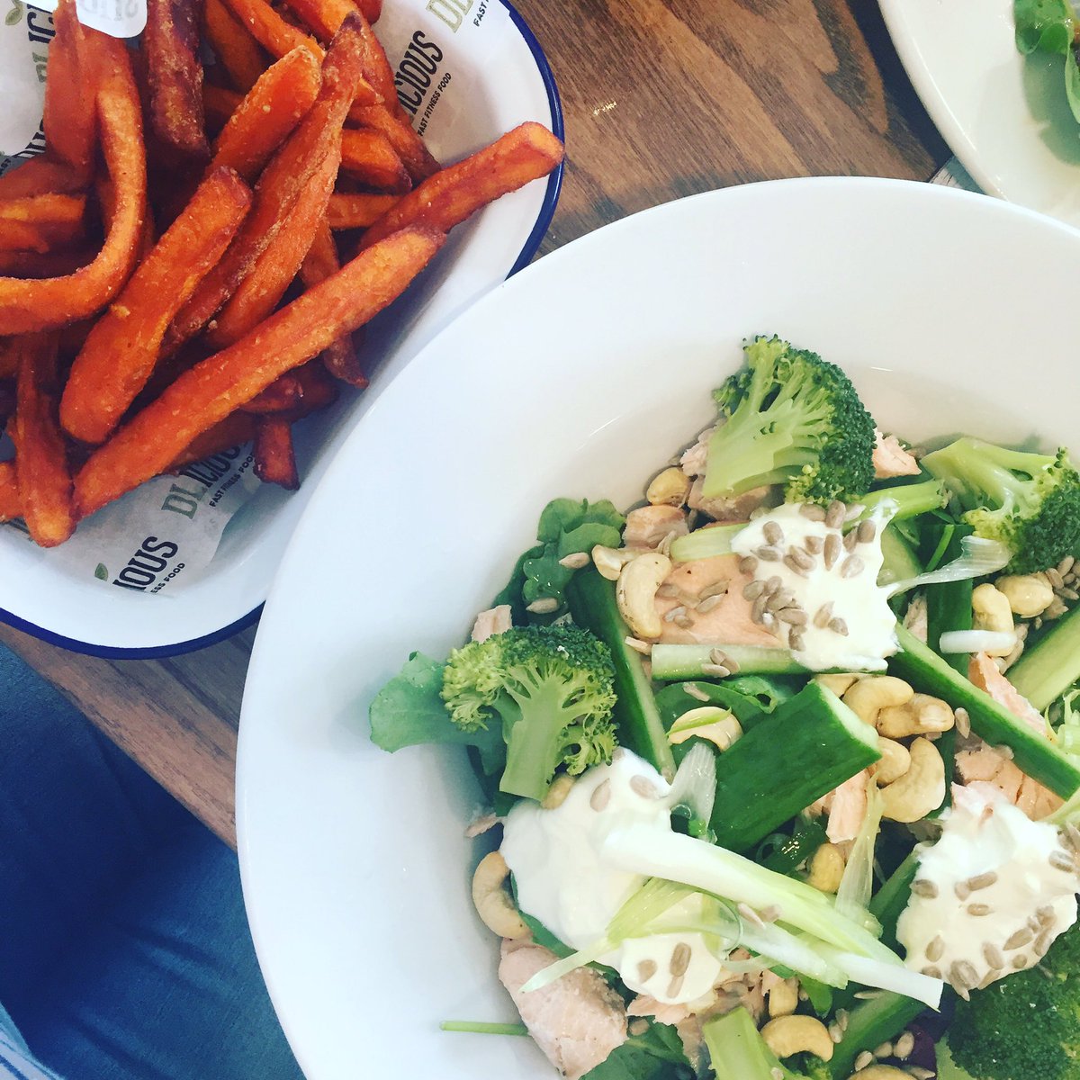 the_grubbuddy's tweet photo. Bit of goodness &amp; naughtiness 
Loving the dishes @DavidLloydUK #cardiff #salmon #superfoods #treat #saturdayeats https://t.co/9MDLBgFDdu