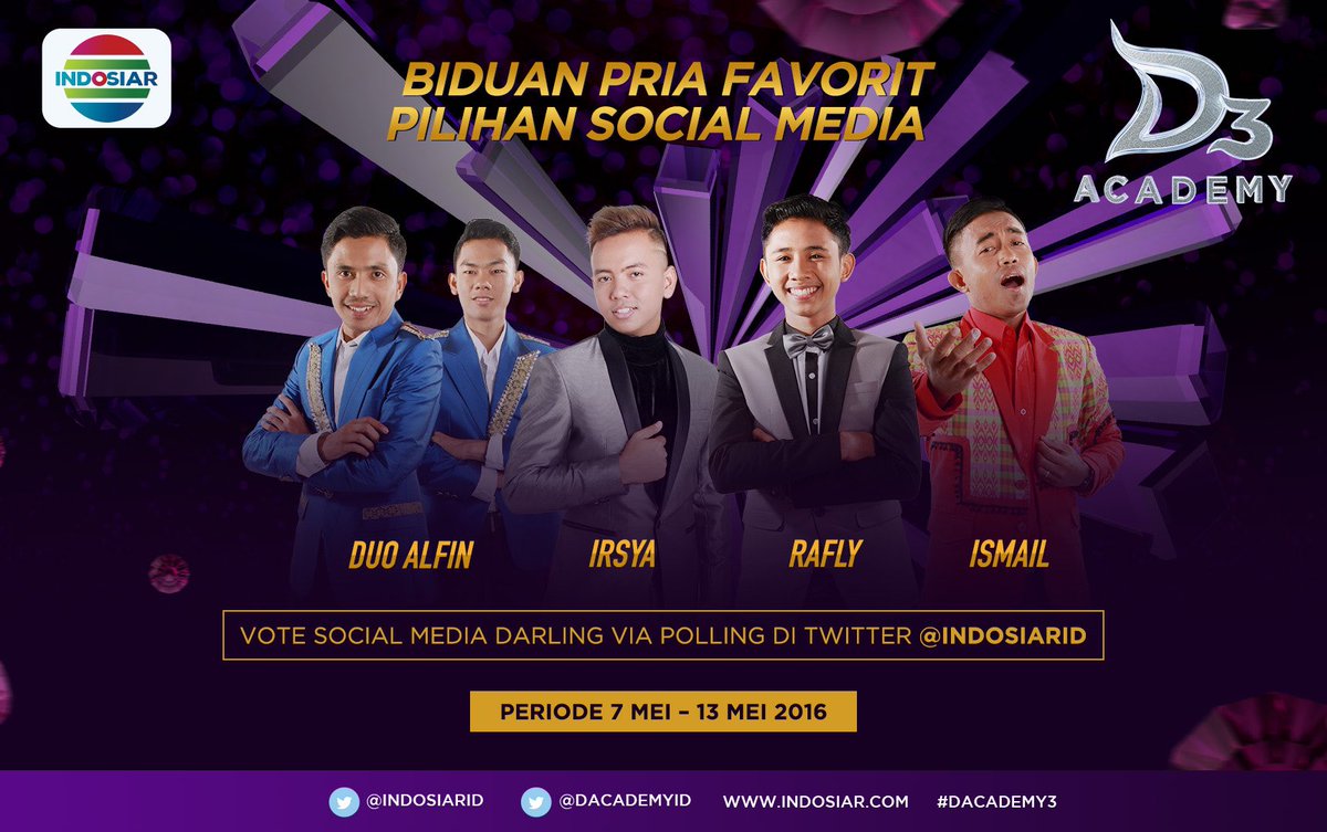 Siapa nih biduan pria #DAcademy3 favoritmu? Vote di Bit.ly/finalispriaDA3 yuk!