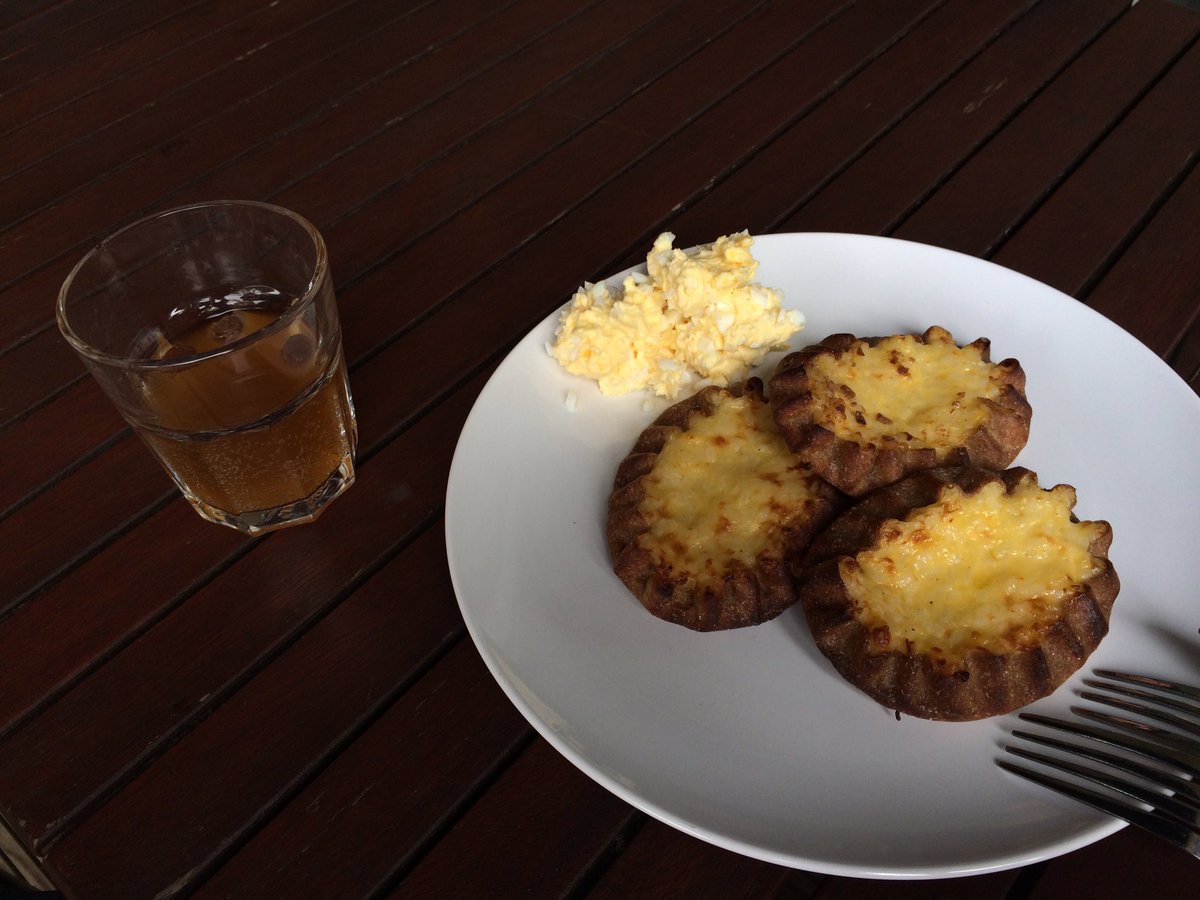 cycleats's tweet photo. Rice pudding tart with egg and butter, I couldn't remember the original Finnish name. Stop 3 #marathoneats #cycleats https://t.co/YBs6GR67gG