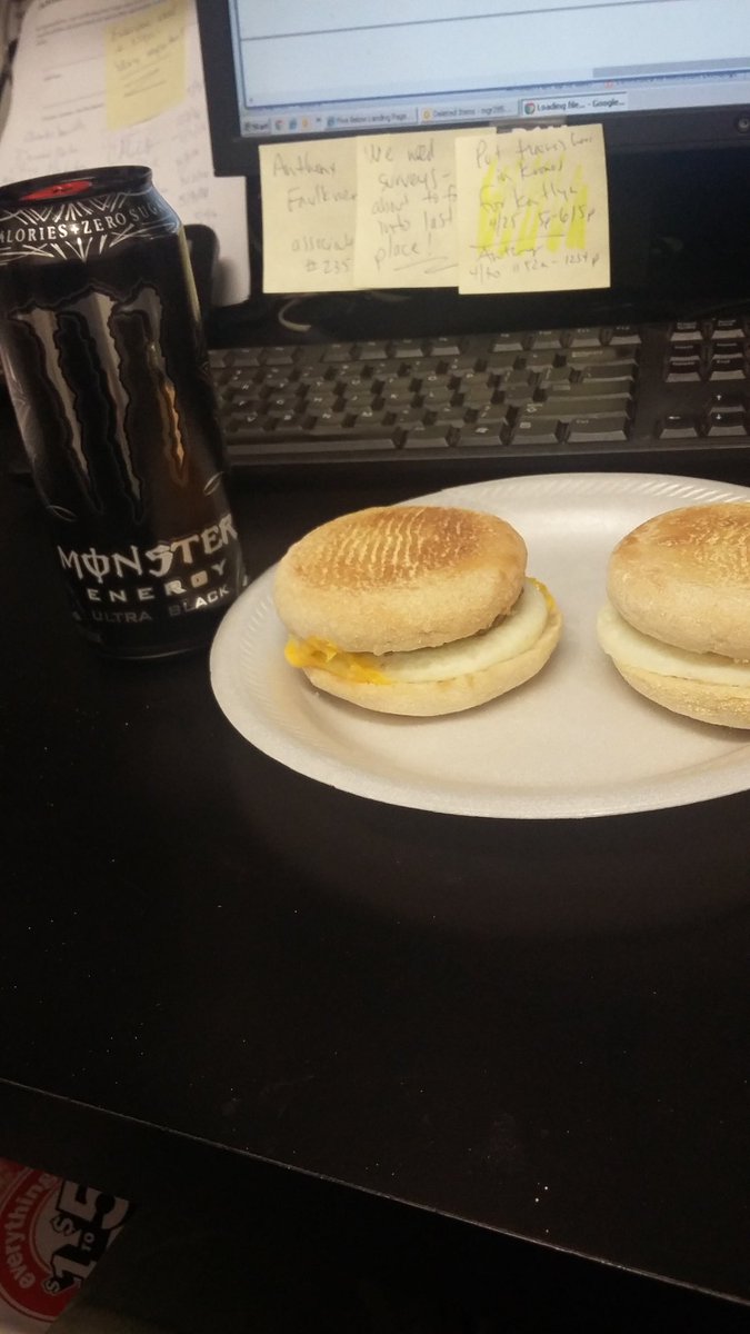 D_bo091's tweet photo. First meal. #proteinshake with turkey sausage egg English muffin  😆 and #fitness favorite ultra zero @MonsterEnergy https://t.co/u8UBZSfMv5