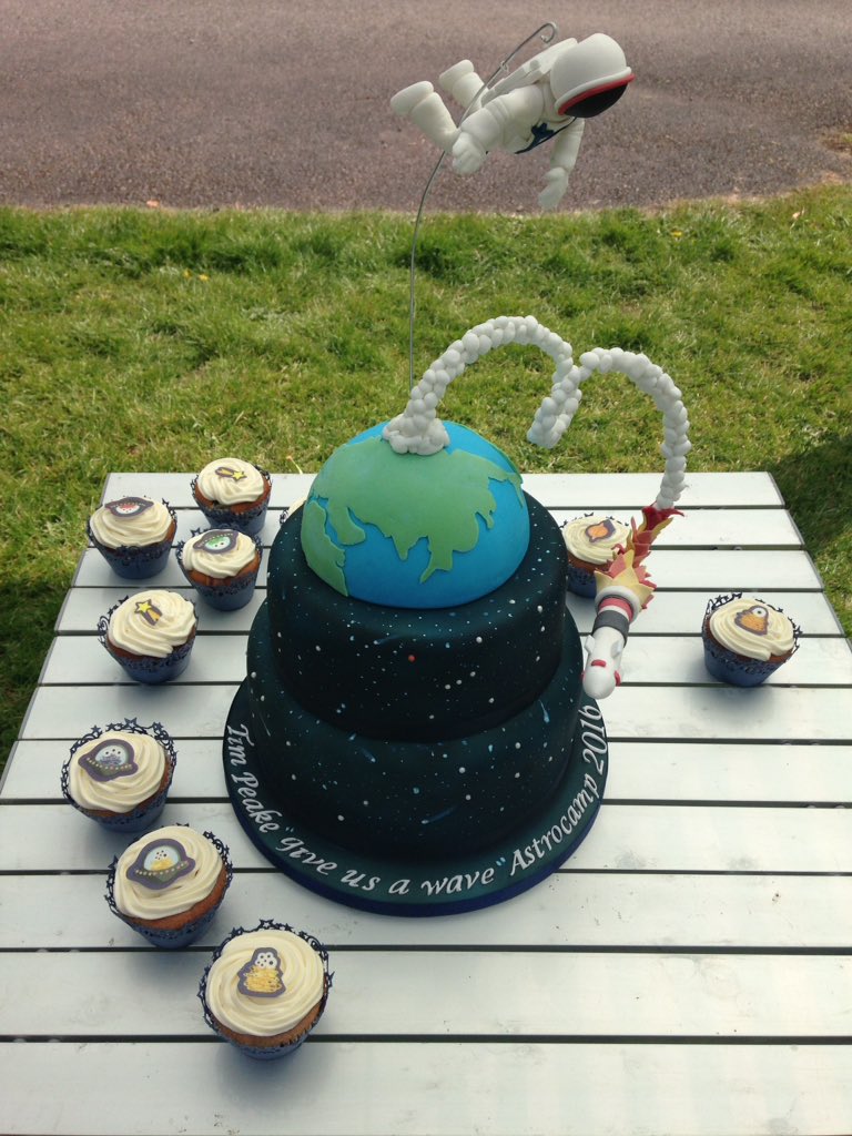 twinklespinalot's tweet photo. .@astro_timpeake #giveusawave @TheAstroCamp cake has arrived :-) #ISSWave https://t.co/9HLuPxtg1Q