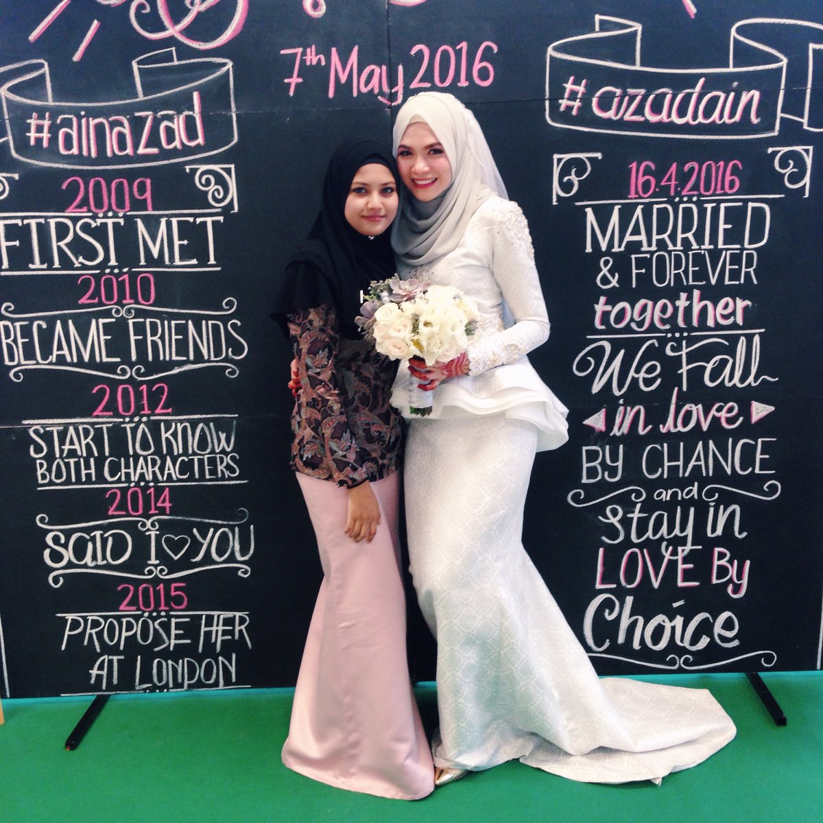 FarihaChesat's tweet photo. The finale! So happy for you both!!! 💞💞💞 #AinAzad (sorry babe sbb i pendek 😂) https://t.co/K0OA6f2A9f