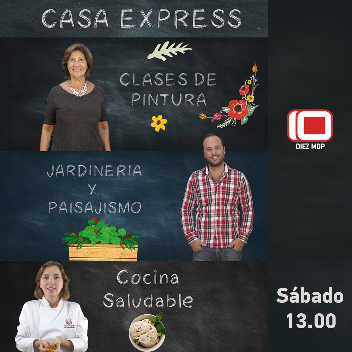 Canal10MDP's tweet photo. A las 13 llega #CasaExpress con arte, deco, jardinería y cocina. Seguilo por Canal Diez y https://t.co/ADFSSghRh3 https://t.co/wm439qdZLc