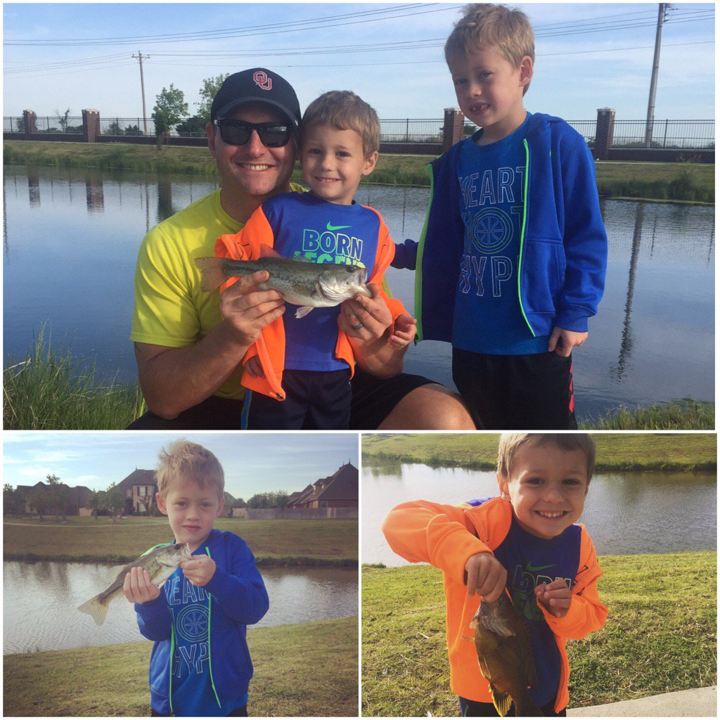 DustyDvoracek's tweet photo. My boys each caught their first bass this morning and few perch! Their hooked! #SpringFishin https://t.co/1vXBpuVaU2