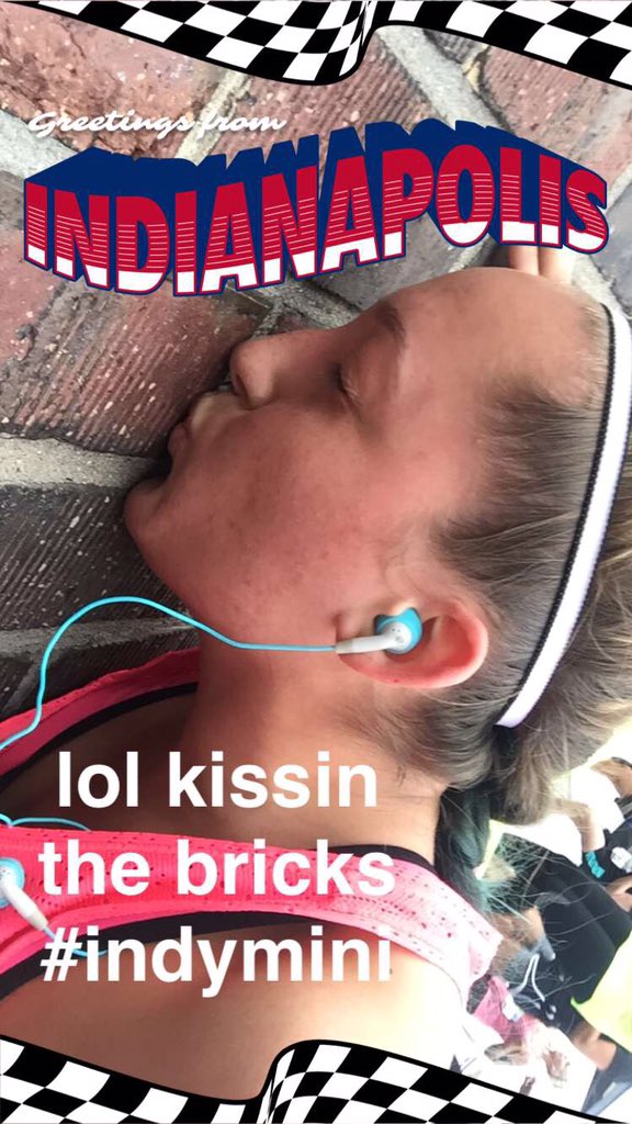 LindseyBoltz's tweet photo. pretty proud of myself considering i didnt train & i've never ran 13.1 miles before 🏃🏅🤘🏼 #indymini2016 https://t.co/iWa0575oGI