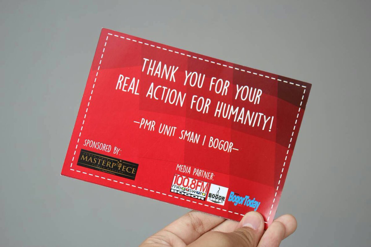 Tanda terima kasih / Thank you card BHAKTI DONOR DARAH LITERATURE 2016