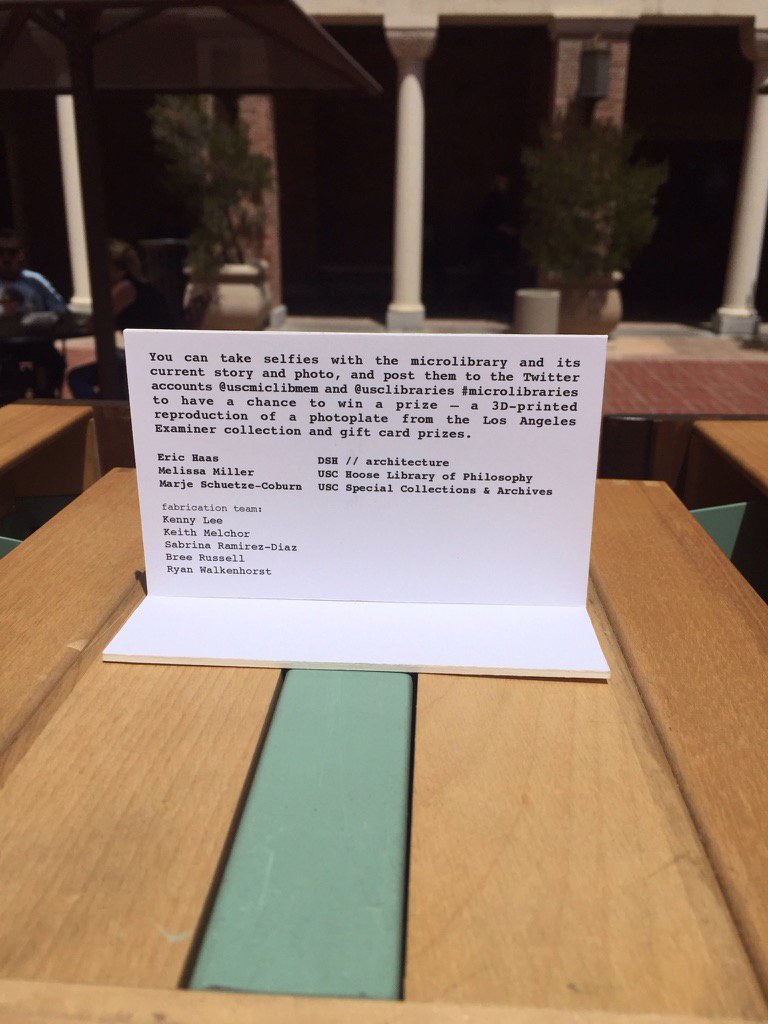 MelissaMiller09's tweet photo. #microlibraries @USCLibraries @USC Check out our microlibrary behind Doheny! https://t.co/1DVrHQgODO