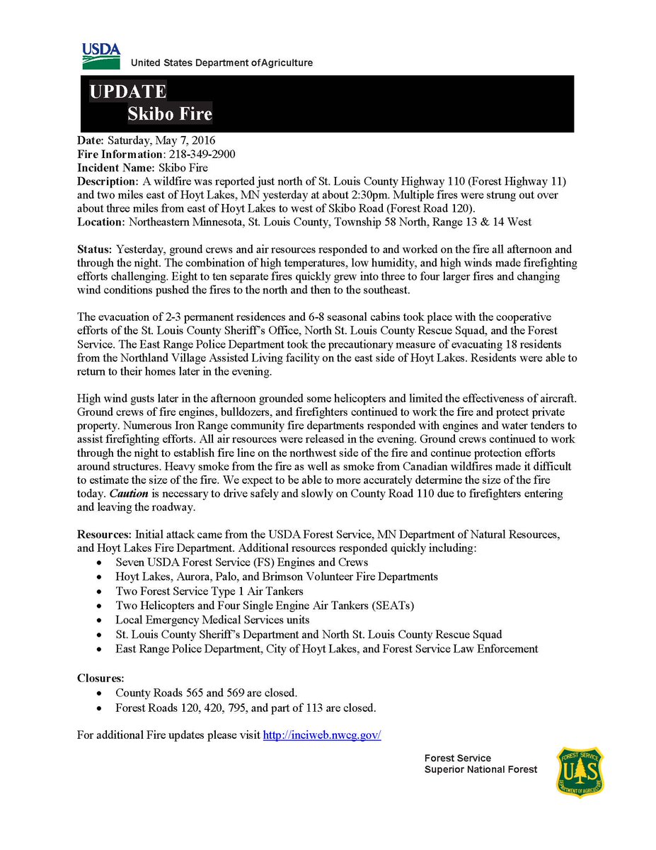 SuperiorNF's tweet image. #SkiboFire is strung over 3mi from E of Hoyt Lakes to W of Skibo RD
 #Fireupdates visit inciweb.nwcg.gov