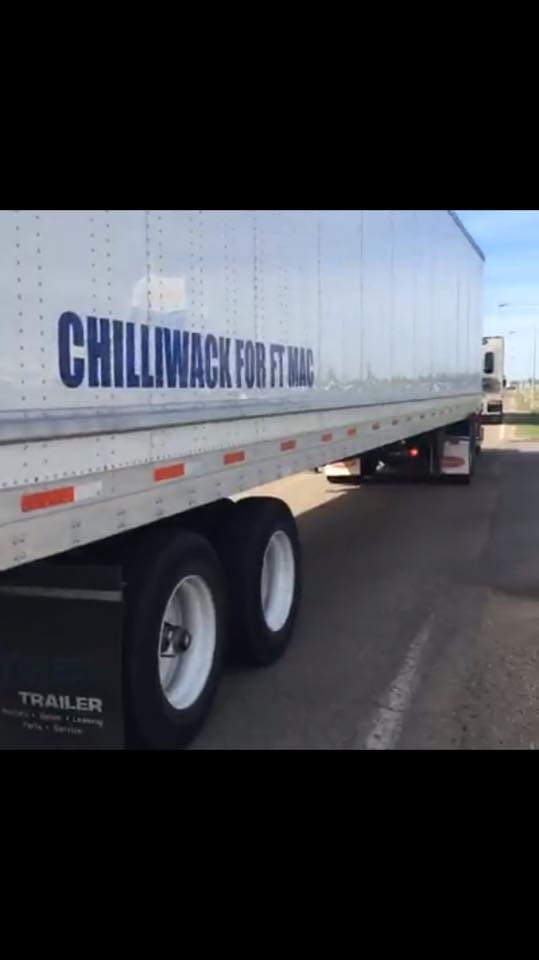 2 semis from my home town arriving in #yeg for #ymmfire evacuees... thank you <a href="/City_Chilliwack/">City of Chilliwack</a> <a href="/1023nowradio/">102.3 NOW!radio</a>