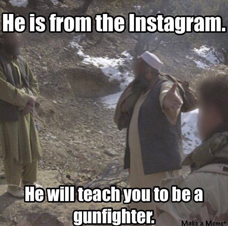 theceoWARRIOR's tweet photo. Instagram Gunfighters: Ever ready for a gun selfie, attacks from stationary paper, and not much else.… #instafighter https://t.co/aRQVVB2Nl7