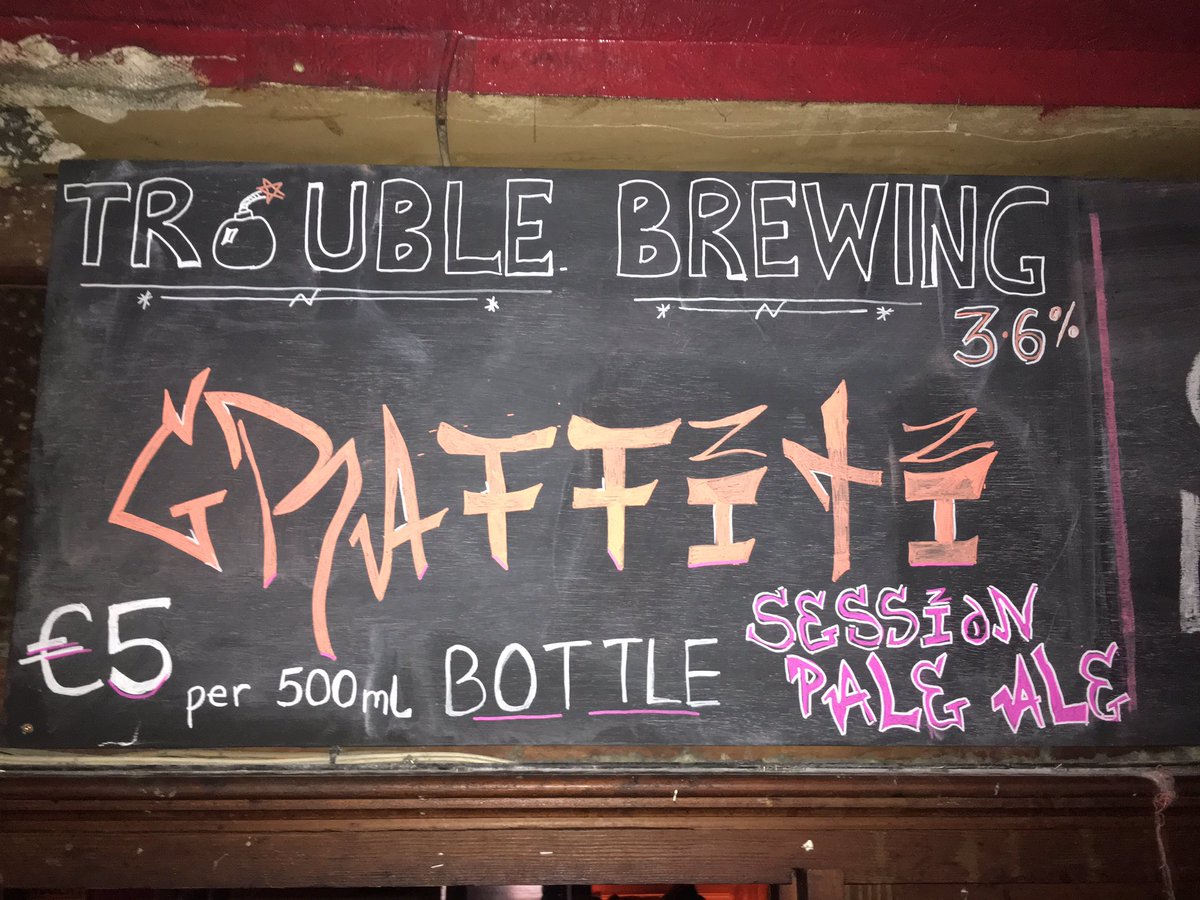 whelanslive's tweet photo. Beer of the Month is Trouble Brewing's Graffiti Session Pale Ale, thanks to @ipanface for the artwork #pidub https://t.co/aYDTZ16oYl