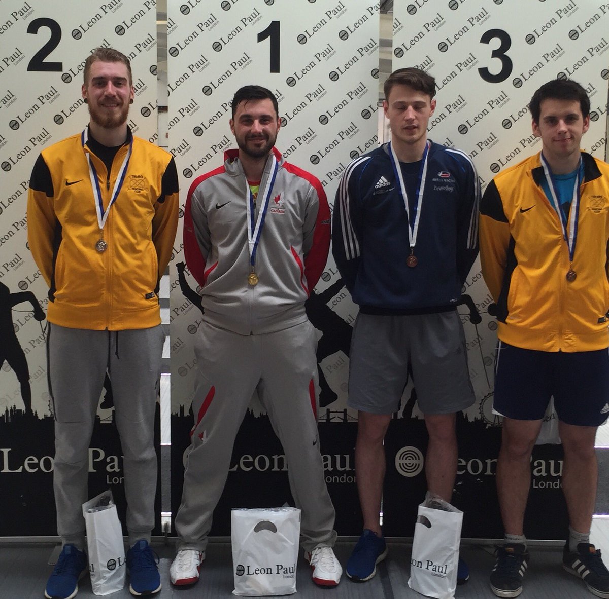 Cole Cup MS Satellite. 1st Polossifakis CAN, 2nd Honeybone GBR, =3rd Deary GBR &amp; Webb GBR #britishfencing #fie