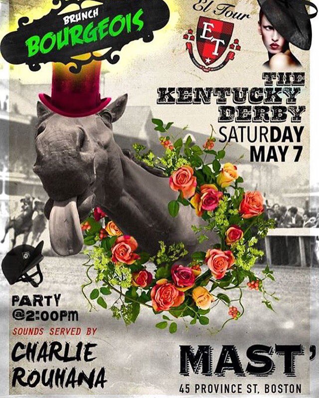 DiamondLifeProd's tweet photo. Find us at @MASTBoston for the Kentucky Derby Brunch party music by @CharlieRouhana #Boston #KentuckyDerby #DerbyDay https://t.co/yxYJuSR6M5