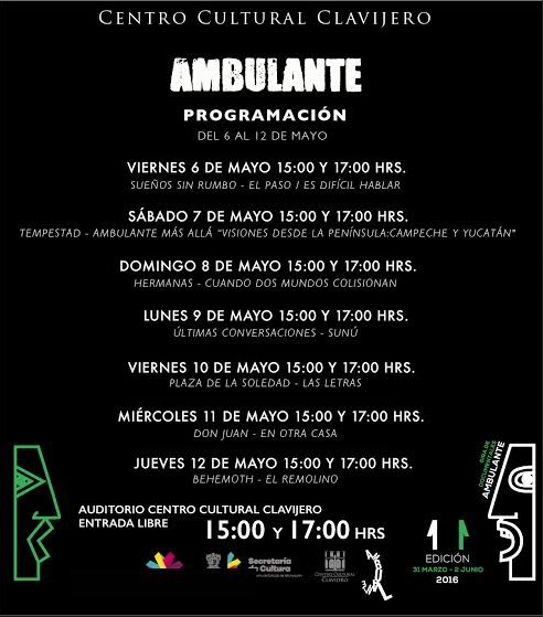AmbulanteMich's tweet photo. Y por acá las funciones de #Ambulante2016 en el @CCClavijero @AmbulanteMich. #YoSíVeoDocumental https://t.co/iQMpDuUeMy