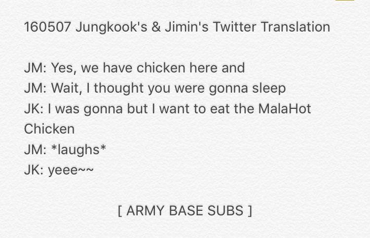 BTS_ABS's tweet photo. 160507 Jungkook's &amp; Jimin's Twitter Video Translation https://t.co/ieTBvWsrnE