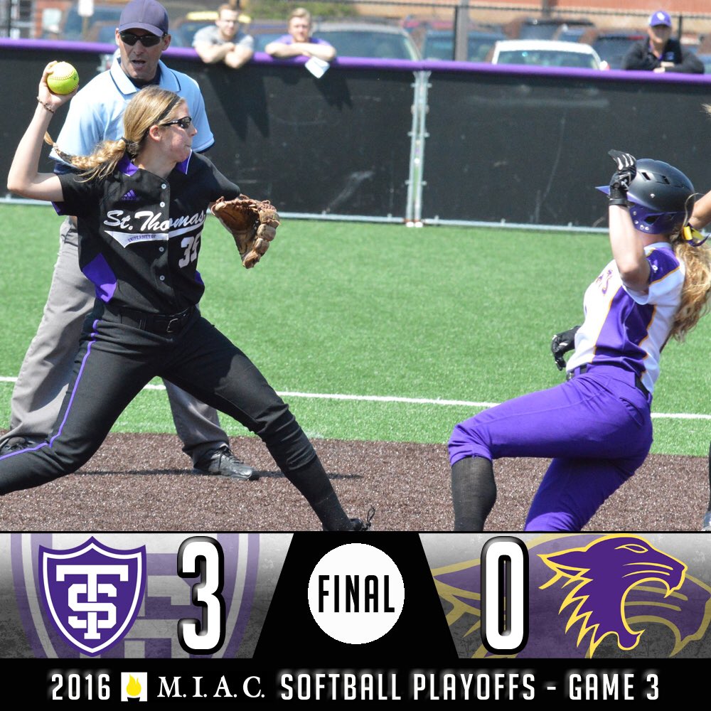 MIACathletics's tweet photo. #MIAC Softball Playoffs -Game 3

@USTSoftball 3️⃣
@stkatesoftball 0️⃣

#MIACSB #MIACpride 🏆 https://t.co/FzmXgIuhmf