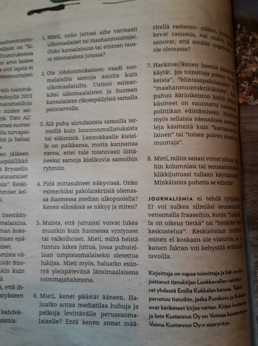 ainohuotari's tweet photo. Hyvä @Voima_lehti Purokuru & Kukkala "8 tapaa vähentää rasismia mediassa" #toimittajat #media #rasismi #diskurssit https://t.co/euH98GZ5hg