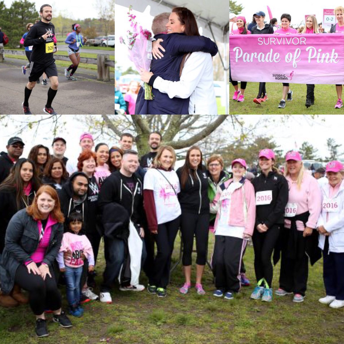 WWECommunity's tweet photo. Thank you to @KomenSNE for a fun morning at #Race4theCureWestport! Great Job #TeamWWE and @StephMcMahon! https://t.co/xdomN8gFlA