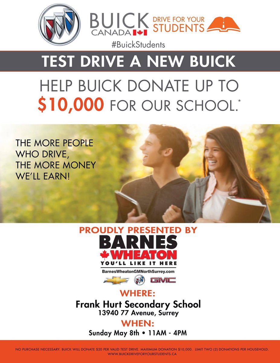 FHdrygrad2016's tweet image. Tomorrow is our Test Drive w/ @BarnesWheatonGM at @FrankHurtSchool parking lot! Come and test drive some cars!