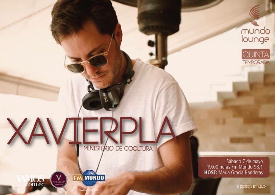 Venueproduction's tweet photo. #MundoLoungeMusic Presents @xavier__pla Tonite 19:00 @fmmundo 98.1 #host @MagraciaB #radioshow #music #saturday https://t.co/YjOY3rxkht