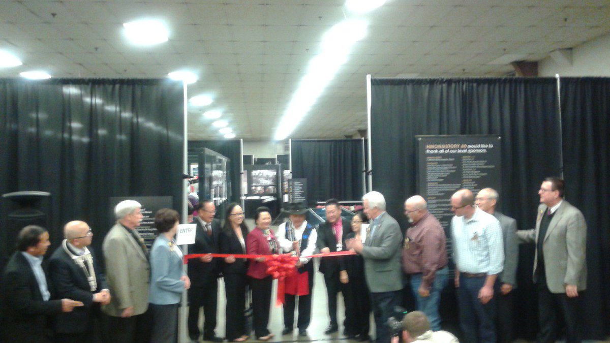WeCedYouthMedia's tweet photo. The three original #Hmong families in Merced help cut the ribbon at the opening of #HmongStory40. #HmongHistory https://t.co/ogxVbWcOIt
