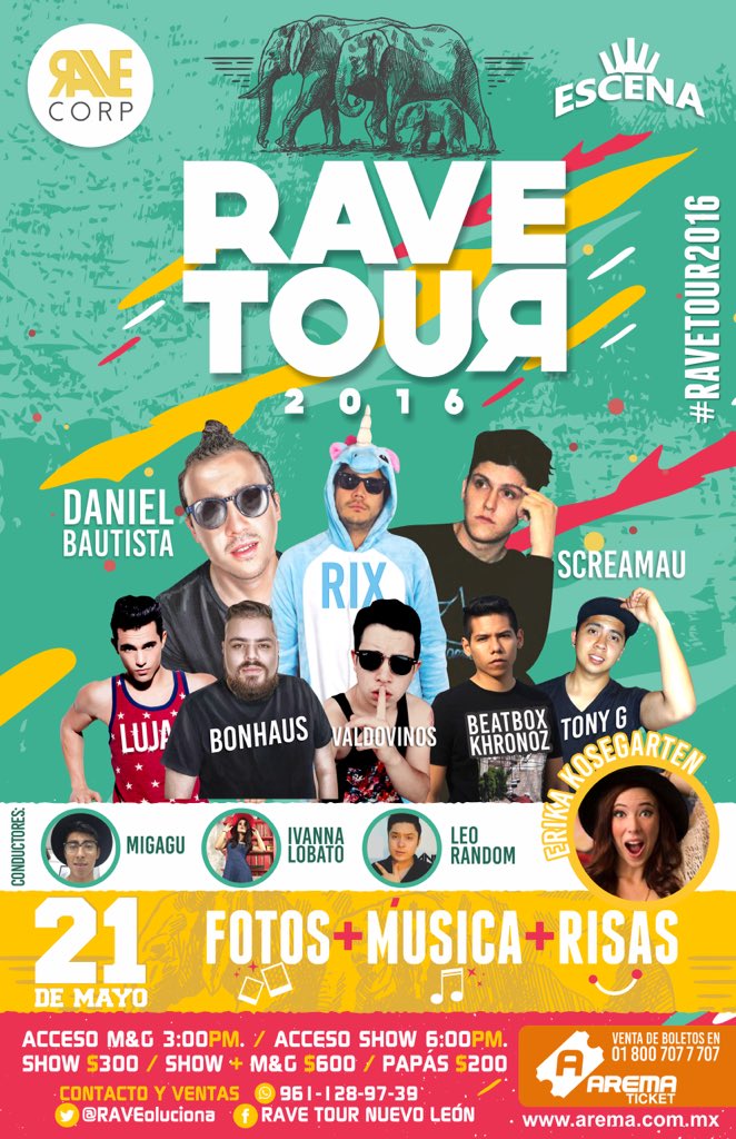LLEGAN A MTY LAS ESTRELLAS JUVENILES DEL MOMENTO⚡️ #RAVETOUR2016 🐘
Nos vemos este 21 DE MAYO en <a href="/Escena_Mty/">Escena Monterrey</a> 🎙