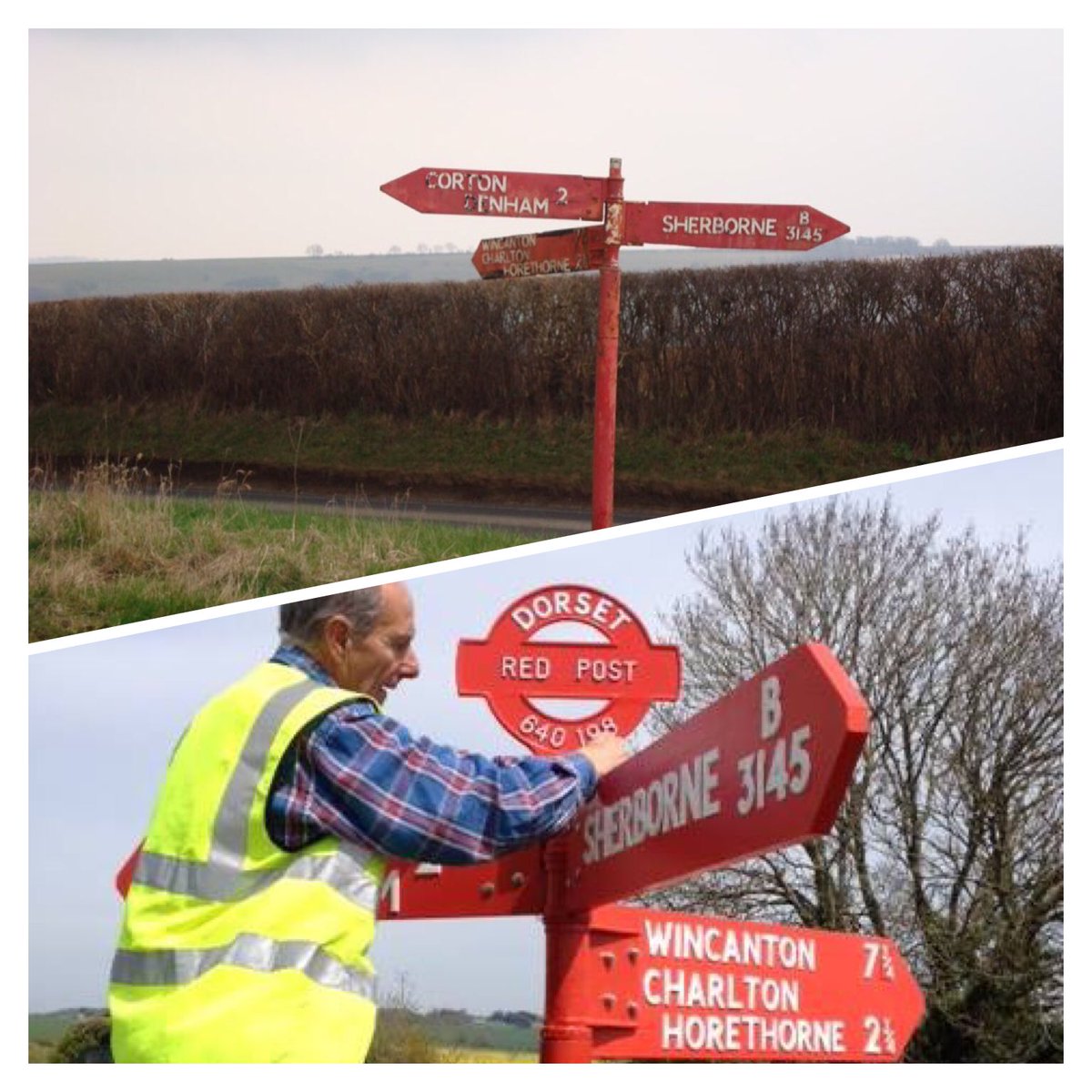 Fingerpostsigns's tweet photo. Look how amazing this refurbished post is, all credit to the YIO and Normtec @BBCDorset @DorsetAONB @Dorsetecho https://t.co/1X0cnIjMeU