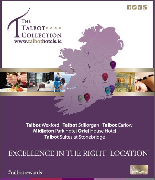 Do you know <a href="/TalbotHotels/">The Talbot Collection</a> locations? <a href="/TalbotSuites/">Talbot Suites</a> @TheMidletonPark @OrielHouseCork    <a href="/TalbotCarlow/">Talbot Hotel Carlow</a> <a href="/TalbotStill/">TalbotStillorgan</a>
