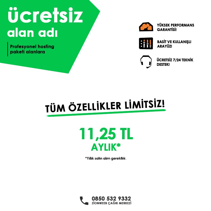 Profesyonel hosting paketi alan tüm müşterilerimize alan adı bizden hediye!