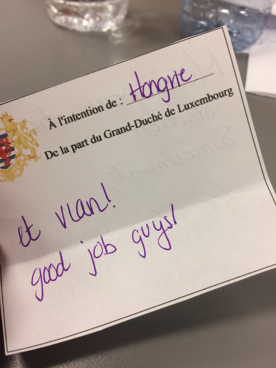 scuehongrie's tweet photo. Toujours agréable de travailler avec nos collègues européens. @LuxembourgSCUE #SCUE2016 #consensus https://t.co/awOwdpkfak