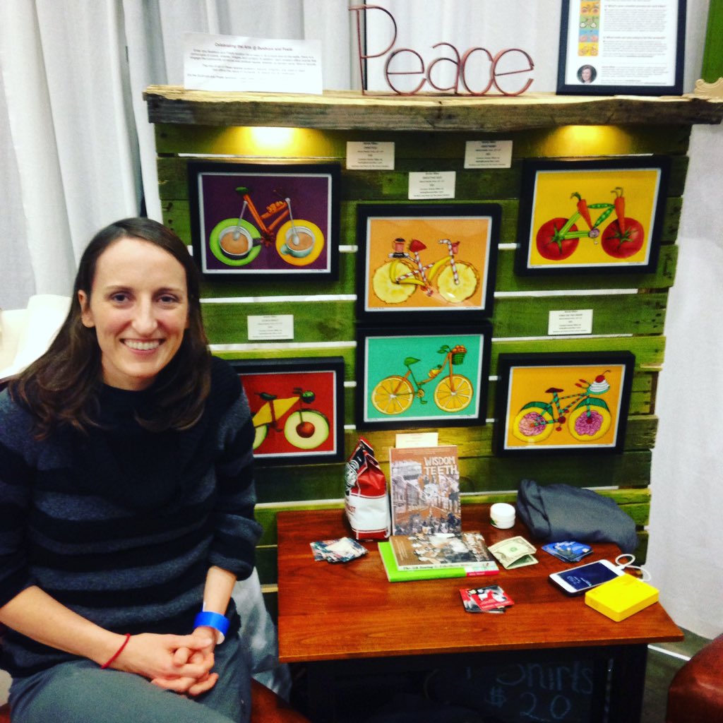 AnnieRiker's tweet photo. Honored that @busboysandpoets is featuring my bike art at @GreenFestival DC! https://t.co/asRSZE0yDX #BikeMonth https://t.co/I7jwKfl1Ni