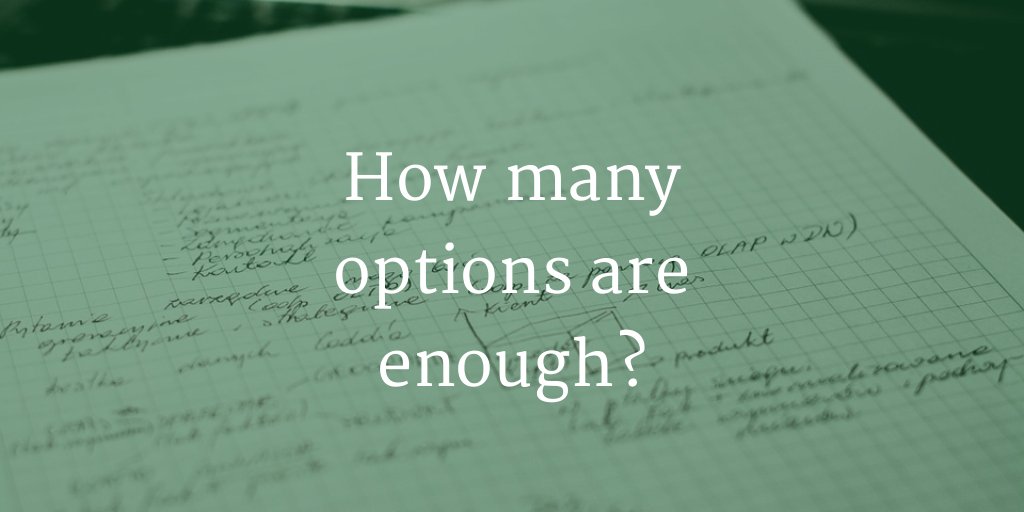 foundercentric's tweet photo. How many options are enough? https://t.co/8XVpuEzsWw #decisionhacks https://t.co/1PhoxmMWsX