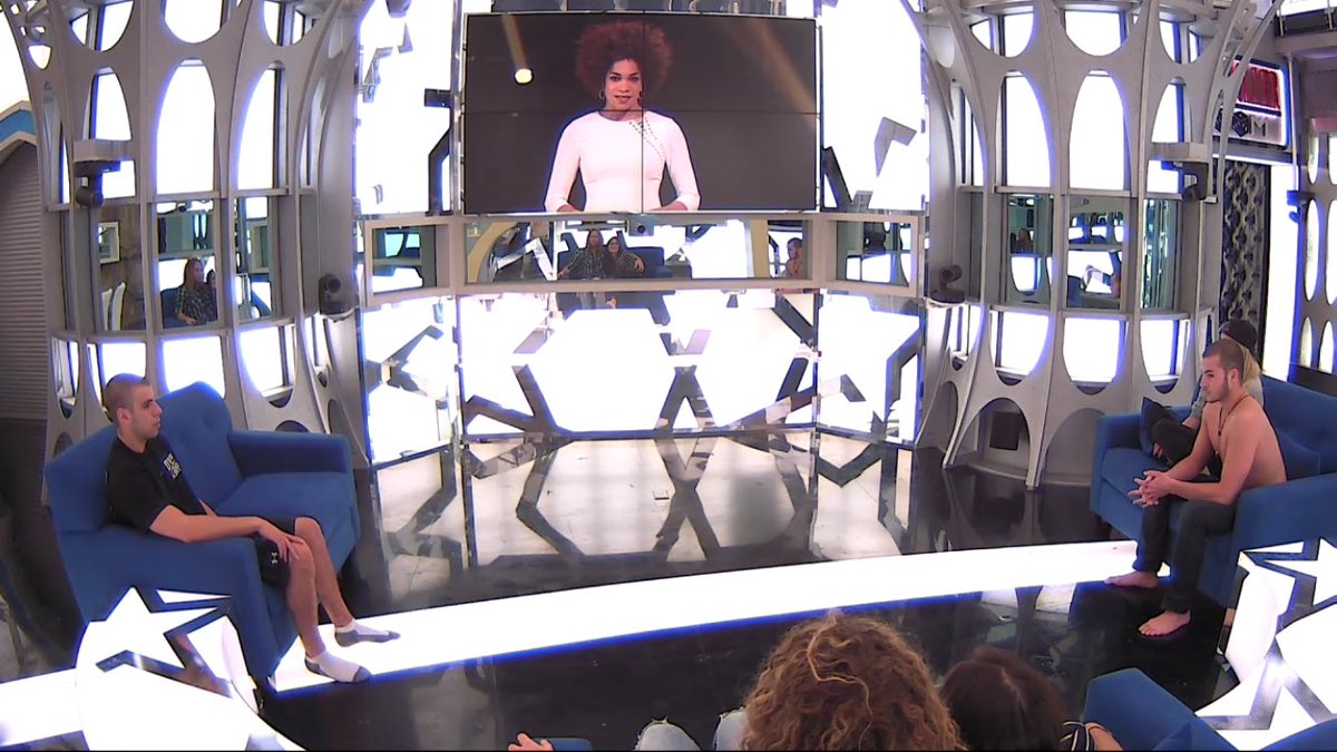 Catvanzyl's tweet photo. "In an hour, one more of you will be leaving the #BBCANGRAND. Welcome to a surprise eviction." -Arisa. #BBCAN4 https://t.co/4457PYnKFg