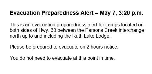 UCBRadio911's tweet image. The @RMWoodBuffalo has issued another evacuation preparedness note #ymm #ymmfire #rmwb