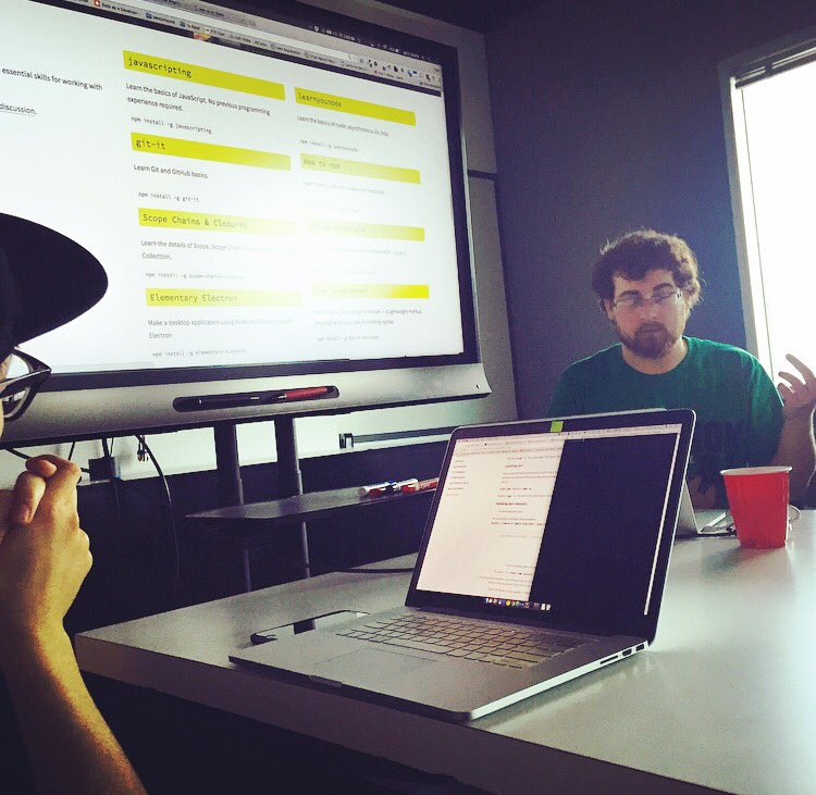nodeschoolla's tweet image. @__ashwell__ breaking down how to install a node workshopper #commandlinelife