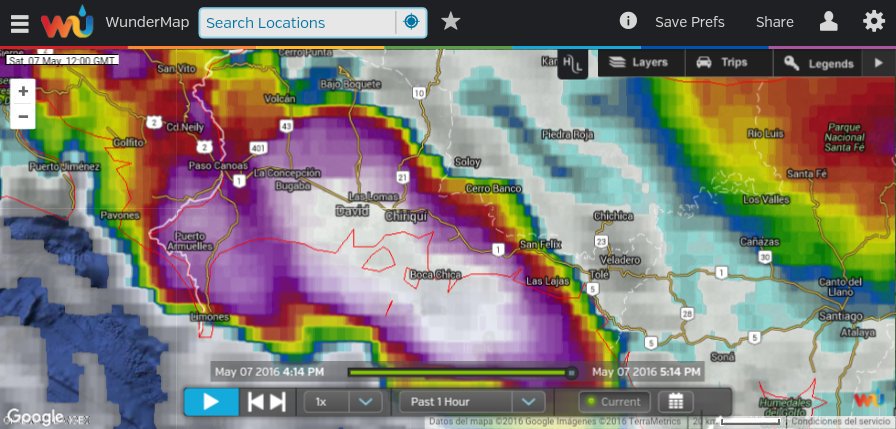 CRPBaru's tweet image. 5May5:14pm Imagen Satelital Infrarroja sobre #Chiriquí #Panamá #WunderMap #PRECAUCIÓN al Manejar!!!