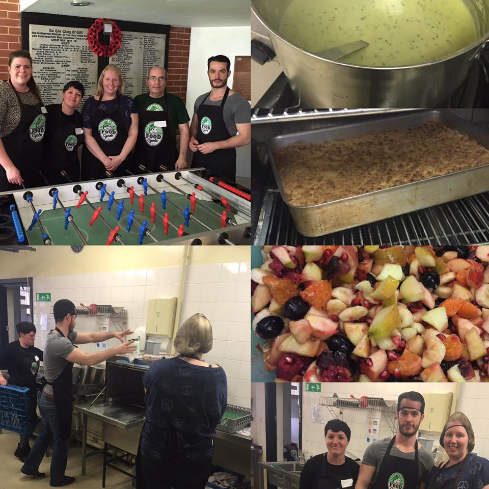 Another delightful meal prepared with #foodwaste by an amazing team of volunteers!Thanks! #Sheperdspie #Crumble