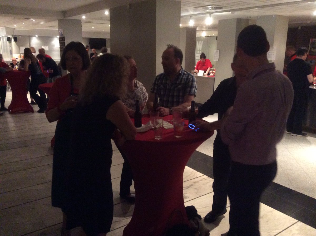 FEATS2016's tweet photo. @FEATS2016 SM, @eccbrussels Chair, Fringe organiser @kforest &@ITGBrussels cast chat away amicably during #FEATS2016 https://t.co/FLRkl0E4gX