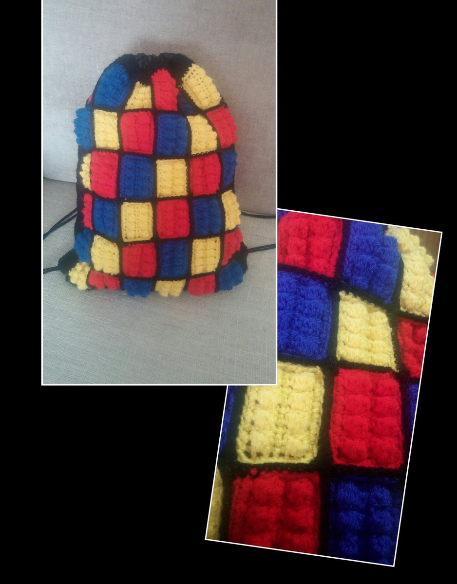 ShellN71's tweet image. My son loves his new backpack #Lego #crochet