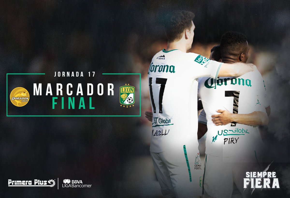 clubleonfc's tweet photo. #DORVSLEO | #J17 | @LIGABancomerMX 
@Primera_Plus presenta marcador final: 
@Dorados 0 - 1 @clubleonfc
#SiempreFiera https://t.co/gKCd5ooYGj