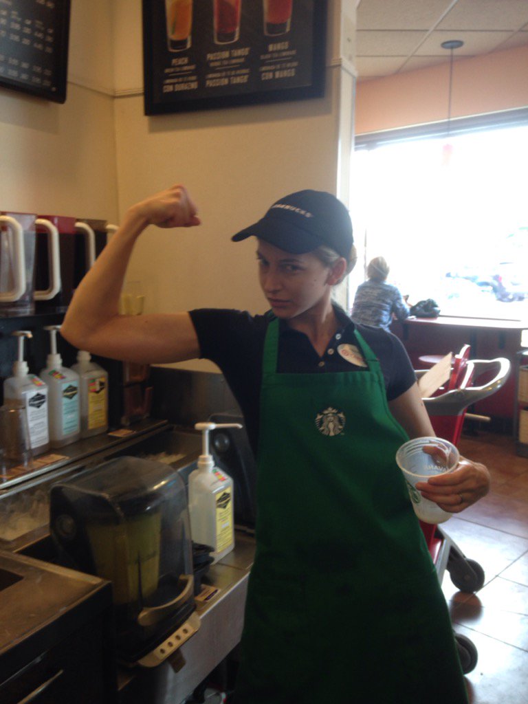 Super baristas having fun during #FrappuccinoHappyHour! #t2096 #riverbanktargetstarbucks #bestteaminretail