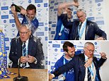 #Leicester #LeicesterCity #LCFC Claudio Ranieri soaked in champagne by Leicester play.. dld.bz/e5CpW