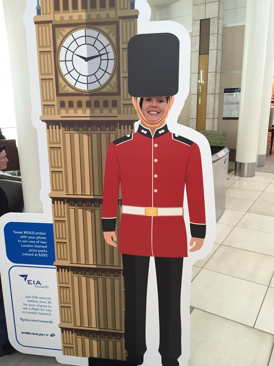 AmandaMaryHelen's tweet photo. Sooo excited to head to London tonight!! Having fun with the Westjet cut outs! #EIA2London #yeg https://t.co/R5r7crdexW