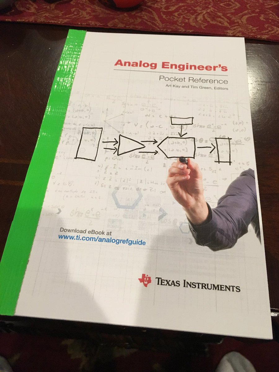 SoundGuyFletch's tweet photo. @TXInstruments had to print it out half size and bind my own copy. Awesome resources you guys put out. https://t.co/h3WubgxCih