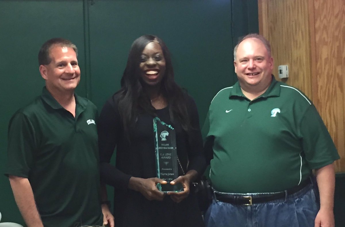This year's recipient of the C.J. Lenz award, from women's basketball, is Tierra Jones.