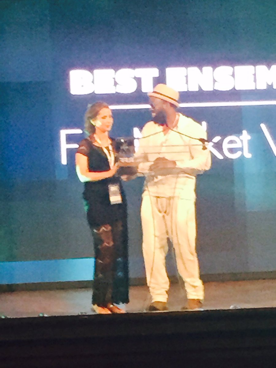 kevinarbouet's tweet photo. This lovely blurry picture means we won The Best Ensemble Award at the @BFFfestival @lulopilato @MrCraigBierko https://t.co/jhJP5U3jHR