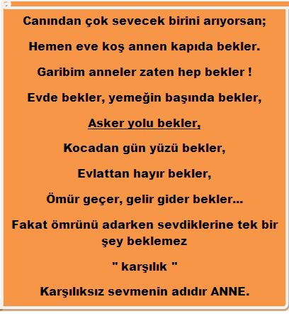 Karşılıksız sevmenin adıdır "ANNE"
#AnnelerGünü
#CanımAnnemeMesajım
#AnnelerBirMelektir